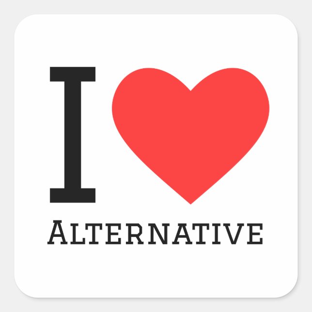 I LIEBE QUADRATISCHER AUFKLEBER (Vorderseite)