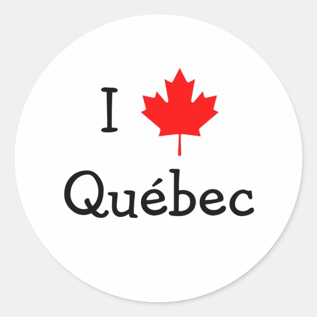 I Liebe Quebec Runder Aufkleber (Vorderseite)