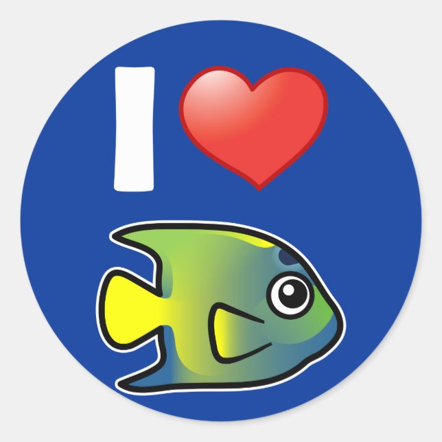 I Liebe Queen Angelfish Runder Aufkleber (Vorderseite)