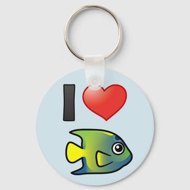 I Liebe Queen Angelfish Schlüsselanhänger (Vorderseite)