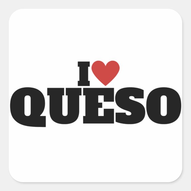 I Liebe Queso Quadratischer Aufkleber (Vorderseite)