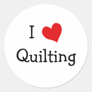 I Liebe Quilting Runder Aufkleber