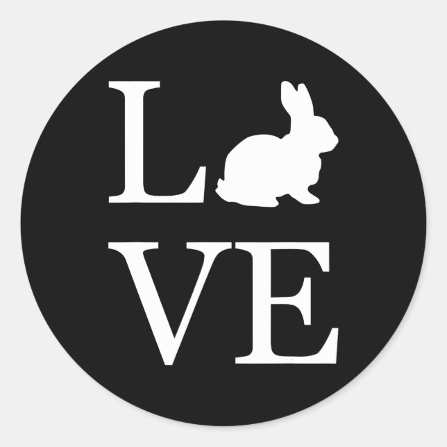 I Liebe Rabbit Silhouette Bunny Runder Aufkleber (Vorderseite)