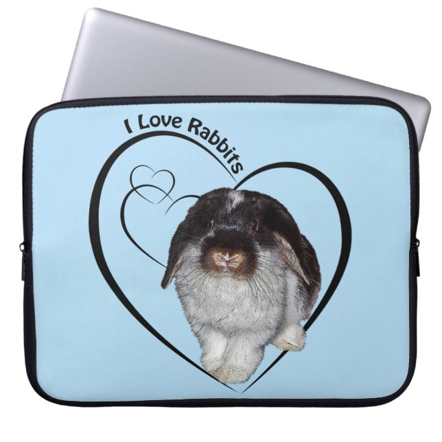 I Liebe Rabbits Laptop Sleeve (Light Blue) (Vorderseite)