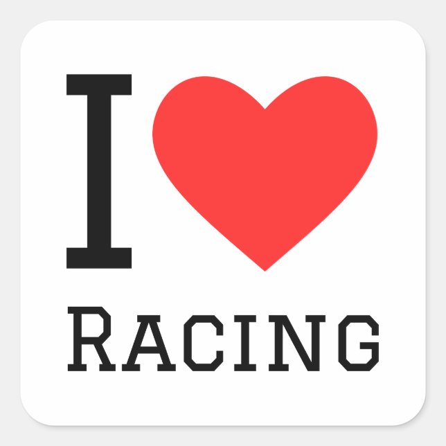 I Liebe Racing Quadratischer Aufkleber (Vorderseite)
