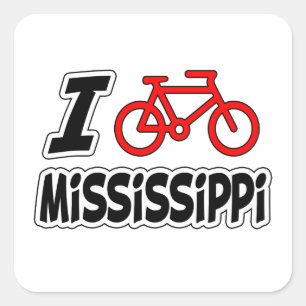 I Liebe Radfahren Mississippi Quadratischer Aufkleber