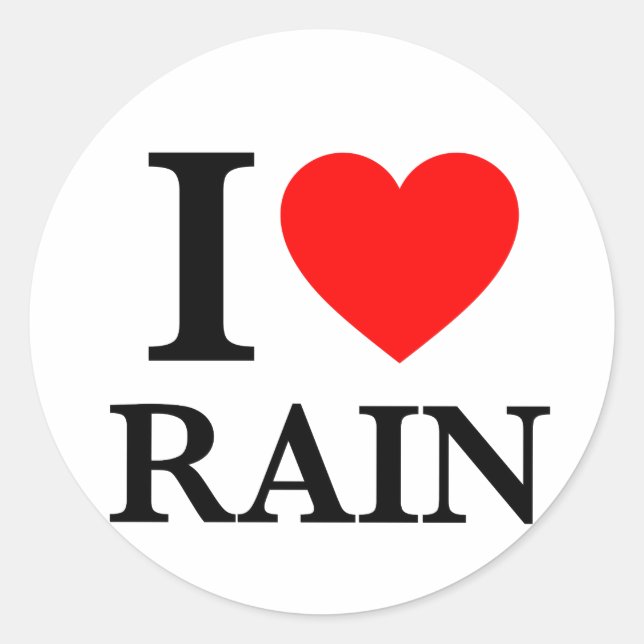 I Liebe Rain Runder Aufkleber (Vorderseite)