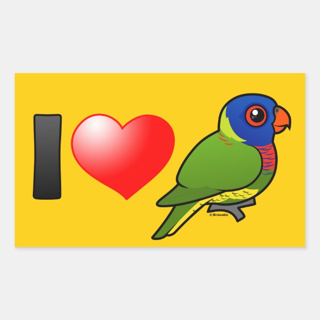 I Liebe Rainbow Lorikeets Rechteckiger Aufkleber (Vorderseite)