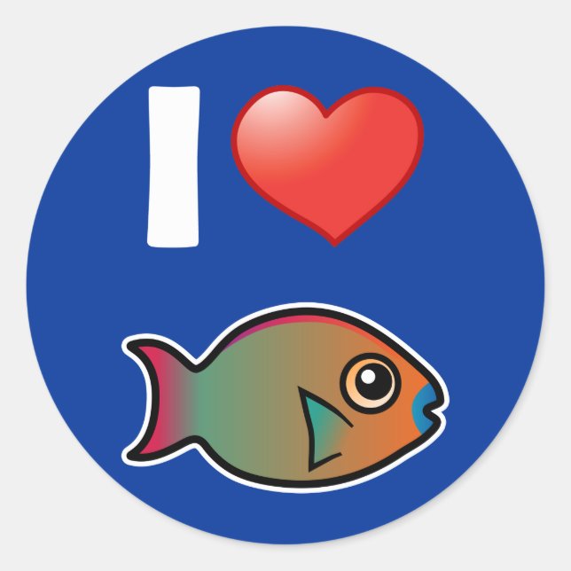 I Liebe Rainbow Parrotfish Runder Aufkleber (Vorderseite)