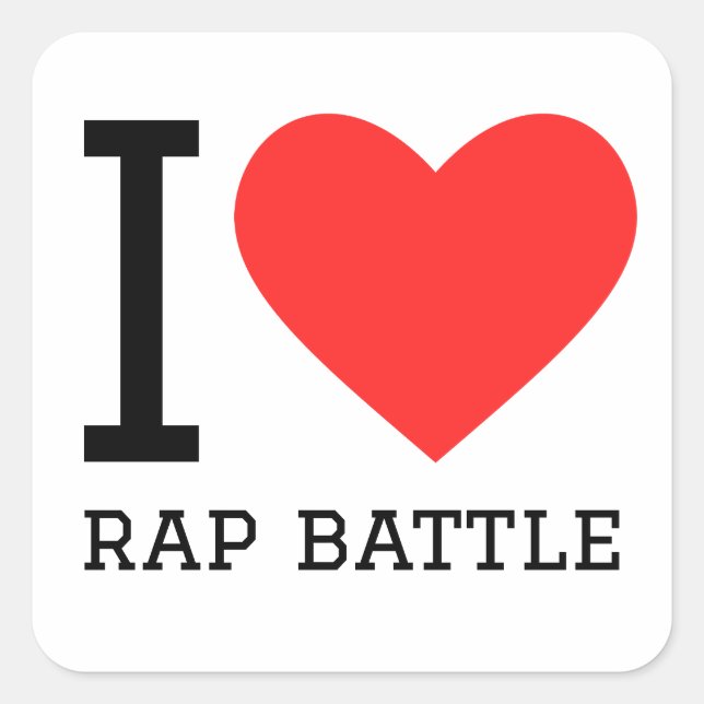 I Liebe Rap Kampf Quadratischer Aufkleber (Vorderseite)