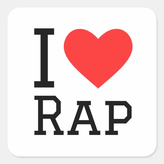 I LIEBE RAP QUADRATISCHER AUFKLEBER (Vorderseite)