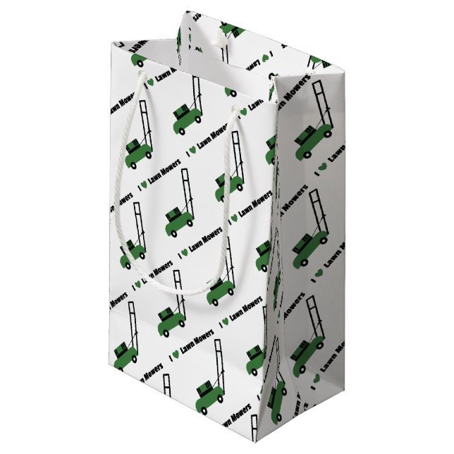 I Liebe Rasenmäher Kleine Geschenktüte (Vorderseite Schrägansicht)
