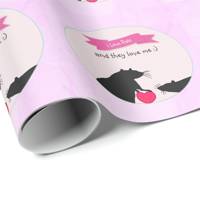 I Liebe-Ratten und sie Liebe ich Geschenkpapier (Rolleneckpunkt)