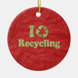 I LIEBE-RECYCELN KERAMIKORNAMENT