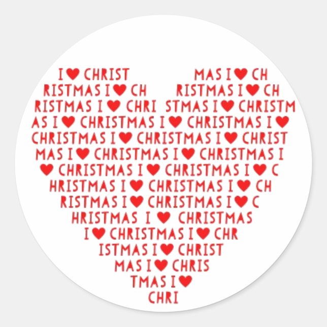 I Liebe Red Heart Christ Weihnachtsaufkleber Runder Aufkleber (Vorderseite)