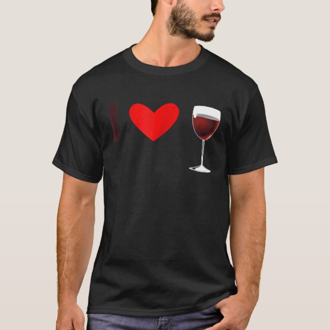 I Liebe Red Wine Drinking Tee Shirt (Vorderseite)
