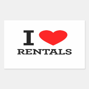 I Liebe Rentals Rechteckiger Aufkleber