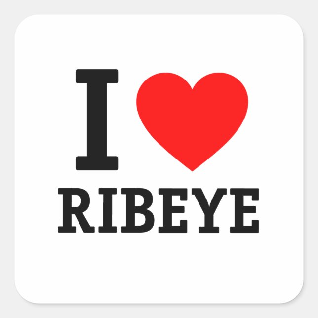 I Liebe Ribeye Quadratischer Aufkleber (Vorderseite)