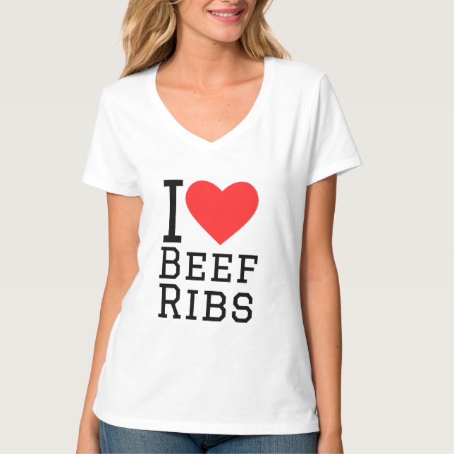 I Liebe Rinderrippen T-Shirt (Vorderseite)