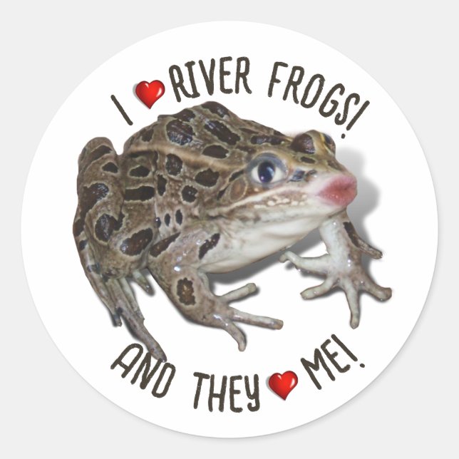 I Liebe River Frogs Runder Aufkleber (Vorderseite)