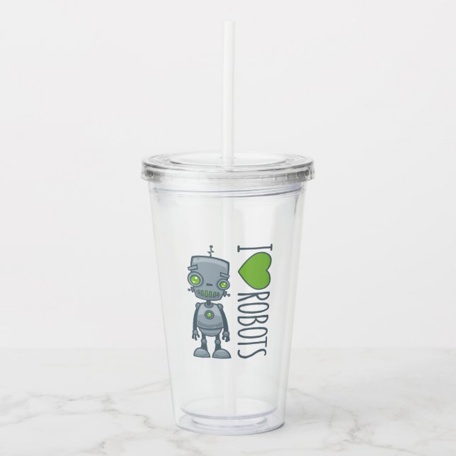 I Liebe Roboter Acryltrinkbecher (Vorderseite)