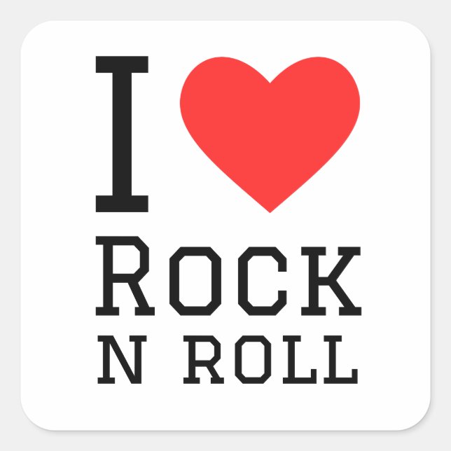 I Liebe Rock and Roll Quadratischer Aufkleber (Vorderseite)