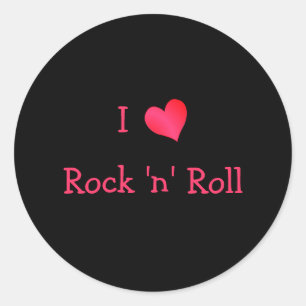 I Liebe Rock 'n' Roll Runder Aufkleber