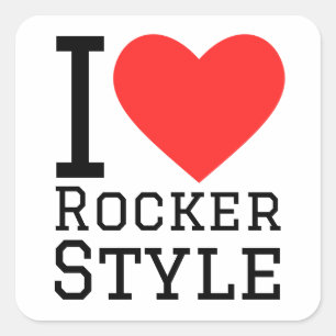 I Liebe Rocker Style Quadratischer Aufkleber