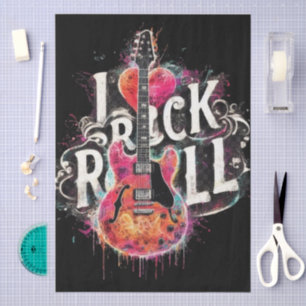 I Liebe Rock'n'Roll Electric Guitar Decoupage Seidenpapier