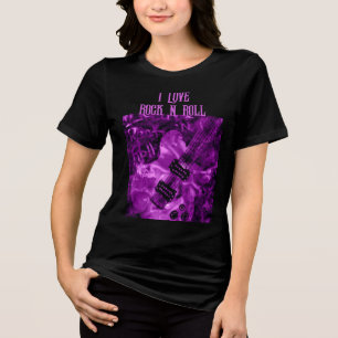 I Liebe Rock'n'Roll Electric Guitar Malerei Lila Tri-Blend Shirt