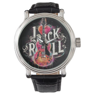 I Liebe Rock'n'Roll Electric Guitar Painting Armbanduhr