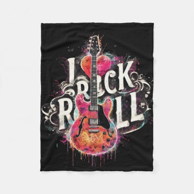 I Liebe Rock'n'Roll Electric Guitar Painting Fleecedecke (Vorderseite)