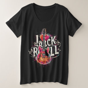 I Liebe Rock'n'Roll Electric Guitar Painting Große Größe T-Shirt