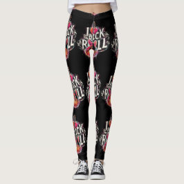 I Liebe Rock'n'Roll Electric Guitar Painting Leggings