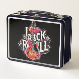 I Liebe Rock'n'Roll Electric Guitar Painting Metall Brotdose