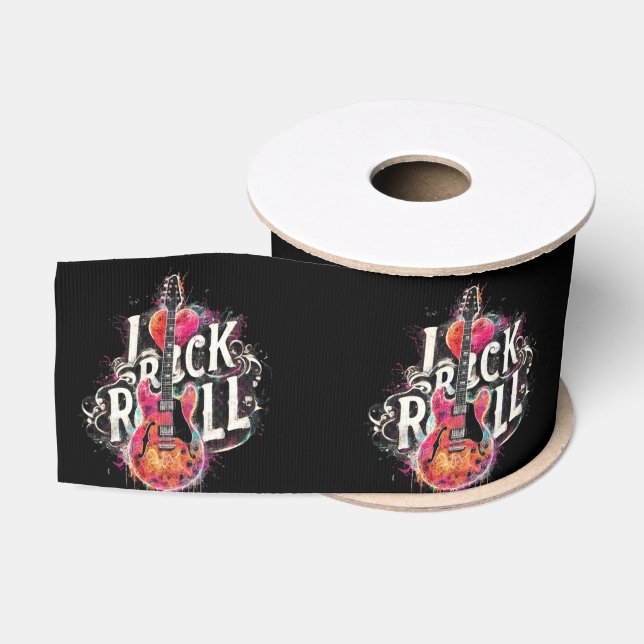 I Liebe Rock'n'Roll Electric Guitar Painting Ripsband (Spule)