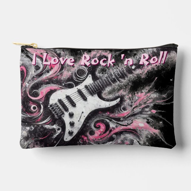 I Liebe Rock'n'Roll Electric Guitar Personalisiert Zubehörtasche (Vorderseite)