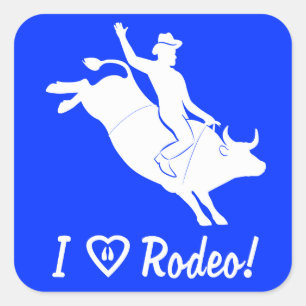 I Liebe-Rodeo! Stier-Reiten Quadratischer Aufkleber
