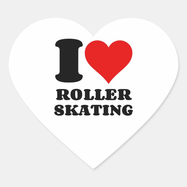 I LIEBE ROLLER SKATEN Herz-Aufkleber (Vorderseite)