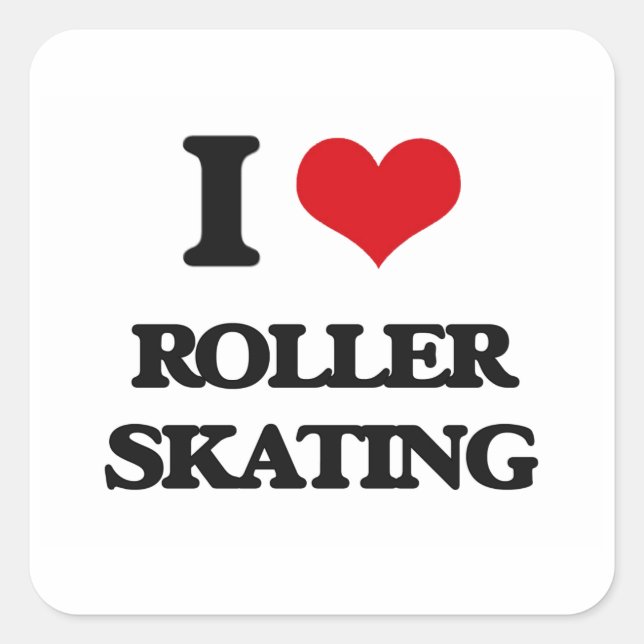 I Liebe Roller Skaten Quadratischer Aufkleber (Vorderseite)