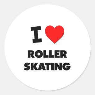 I Liebe Roller Skaten Runder Aufkleber