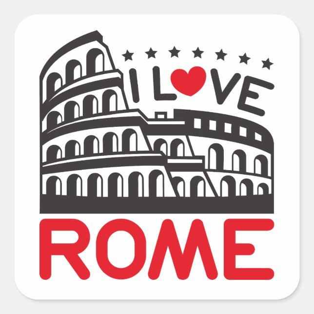 I Liebe Rom Italien Kolosseum Quadratischer Aufkleber (Vorderseite)