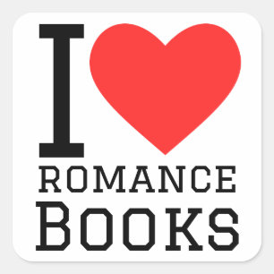 I Liebe Romantik-Bücher Quadratischer Aufkleber