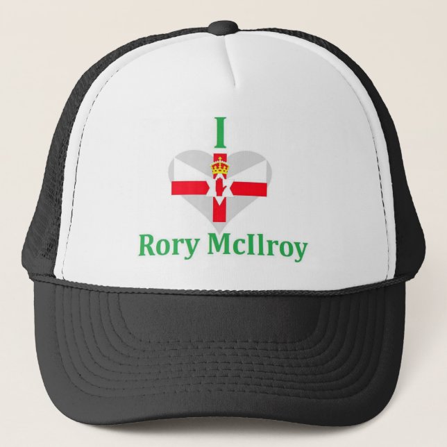 I Liebe Rory McIlroy Nordirland Flaggen-Art Truckerkappe (Vorderseite)