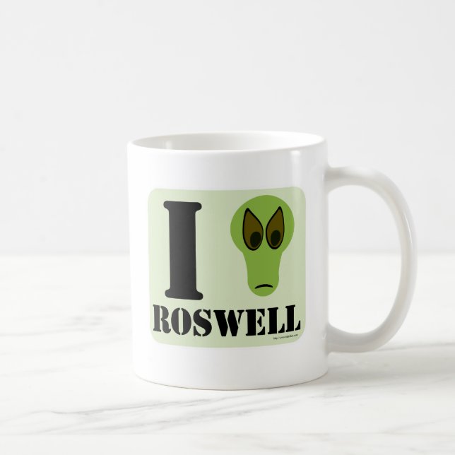 I Liebe Roswell Fun Alien Logo UFO Design Kaffeetasse (Rechts)