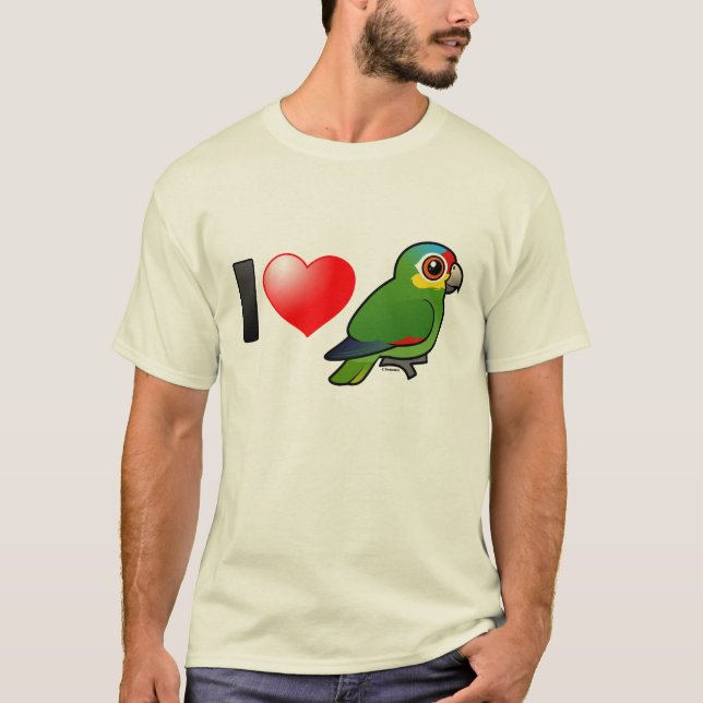 I Liebe Rote-lored Amazonas T-Shirt (Vorderseite)