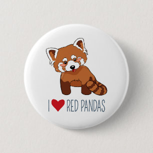 I Liebe-rote Pandas - Cartoon-roter Panda Button