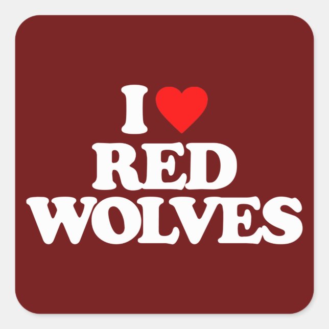 I LIEBE-ROTE WÖLFE QUADRATISCHER AUFKLEBER (Vorderseite)