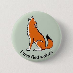 I Liebe Rote Wölfe - Wildtiere - USA Button