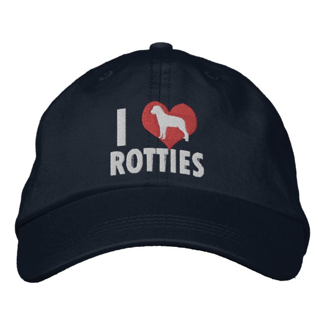 I Liebe Rotties Dark Bestickte Baseballkappe (Vorderseite)
